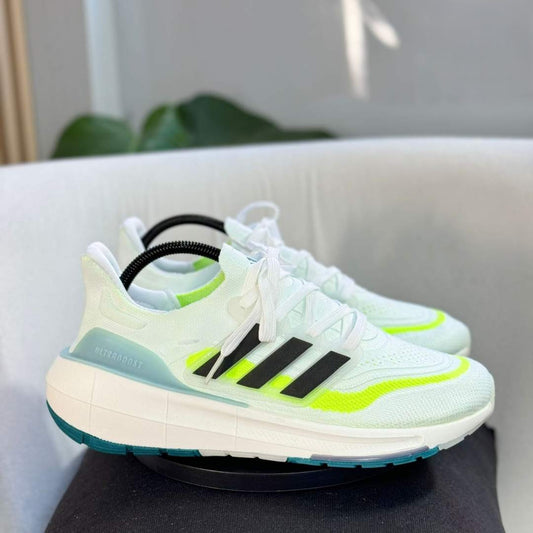 Adidas UltraBoost Light Runner Sneakers – White & Neon Green (Men/Women)